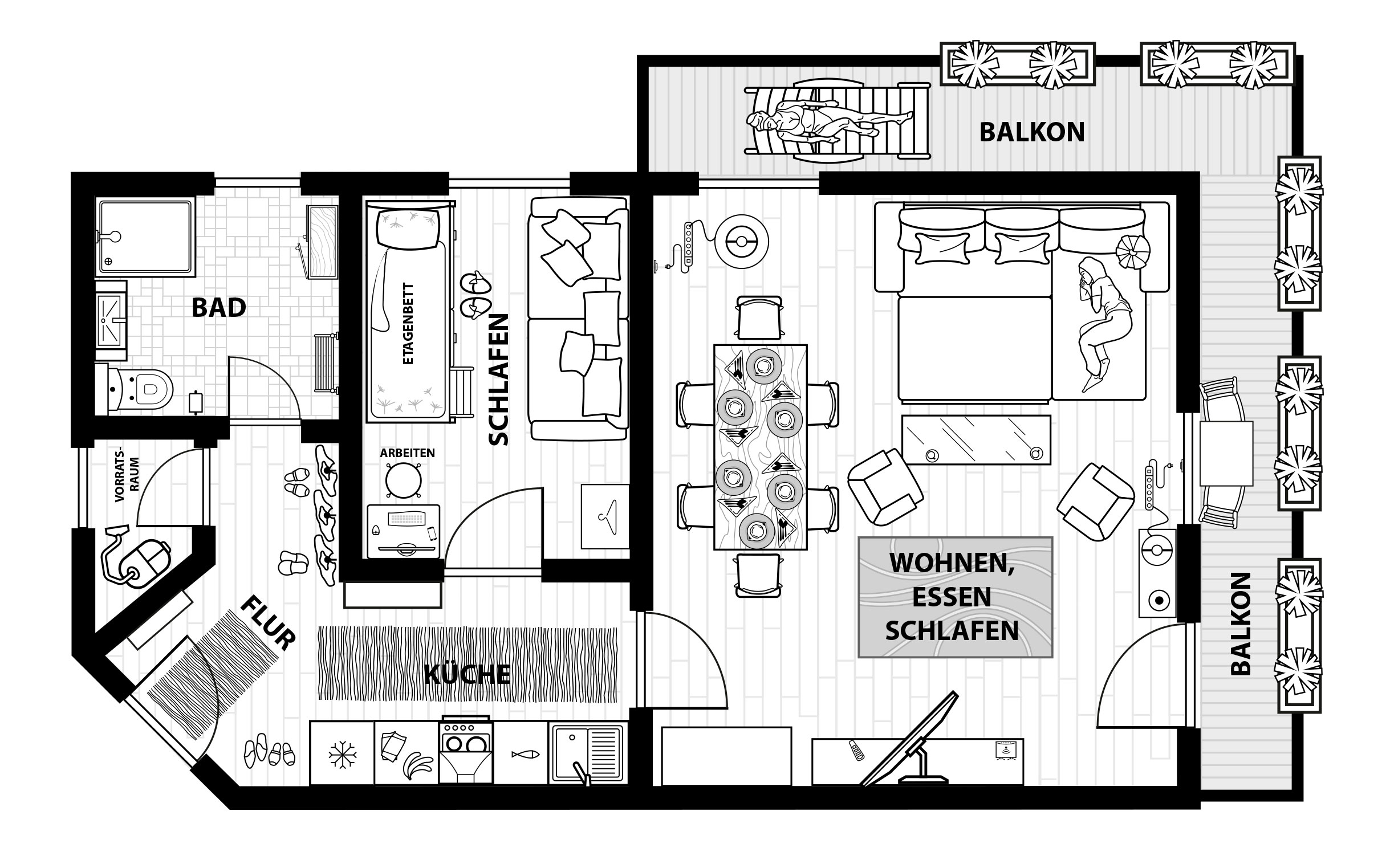 Grundriss des Appartements