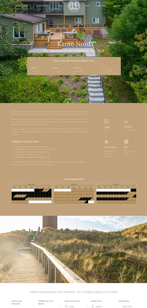 Ferienwohnung Webdesign Vorlage Kante Nord